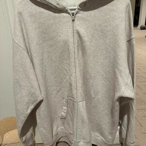 Hollister Co. Women's White Grey Full Zip Sweatshirt, size medium